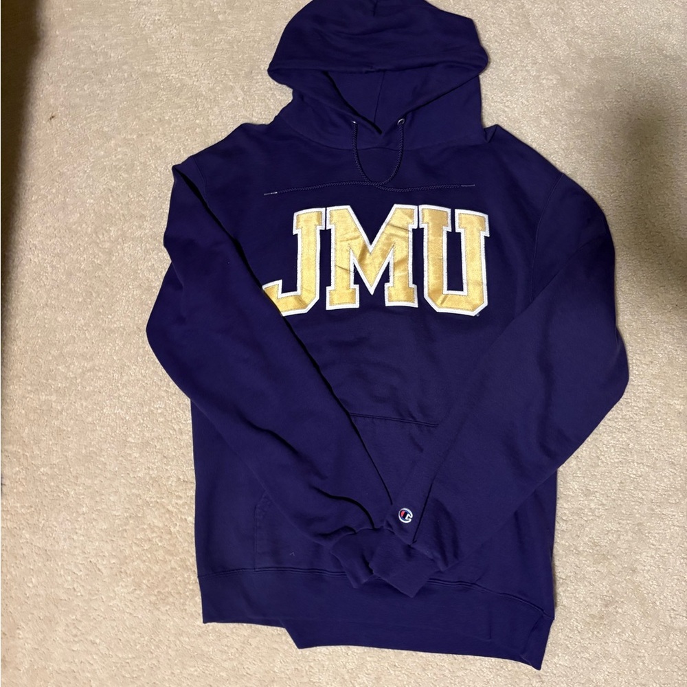 Champion Purple Hoodie with Yellow JMU Logo